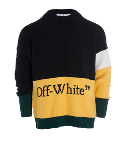 Off-White Colour Block Knitted Jumper,Mens,Wool,Blk/Yellow/Green,Sz S, 3*