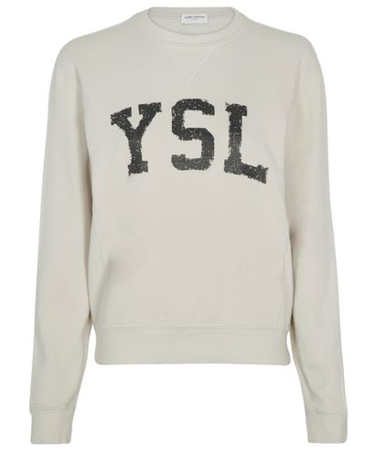 Saint Laurent Logo Sweatshirt, &pound;90, Clothing, Grey, Cotton, Front view