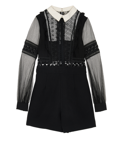 Self-Portrait Baloon Sleeves Playsuit, front view