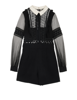 Self-Portrait Baloon Sleeves Playsuit, Polyester, Black, UK6, 3*
