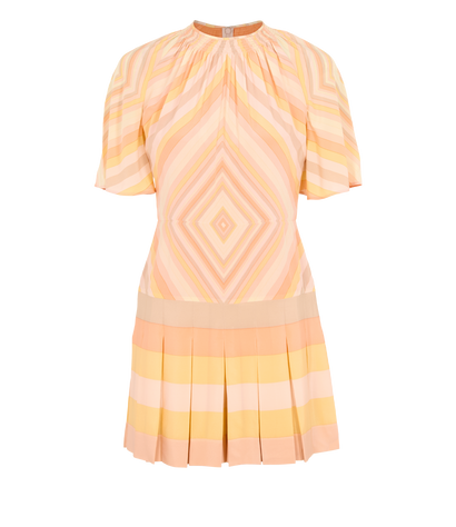 Valentino Stripes Pleated Playsuit, &pound;250, Clothing, Orange/Pink, Silk, Front view