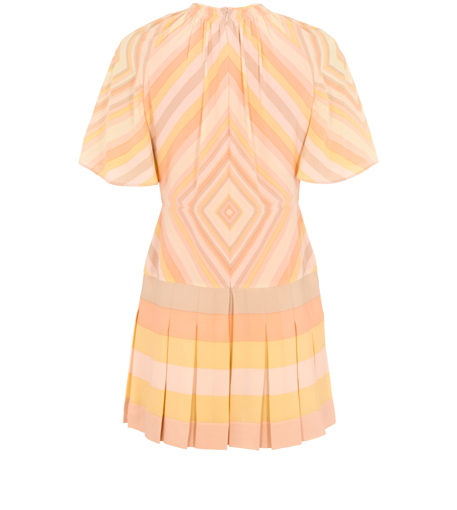 Valentino Stripes Pleated Playsuit, &pound;250, Clothing, Orange/Pink, Silk, Back view