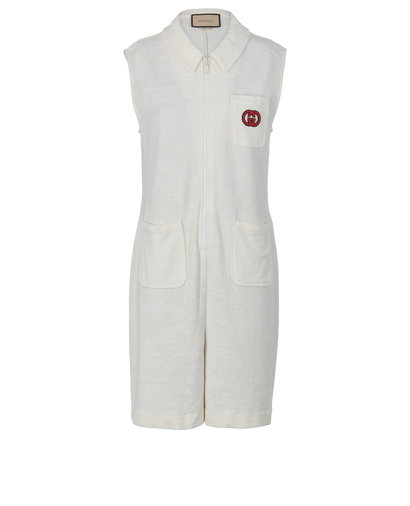 Gucci Interlocking G Playsuit, &pound;250, Clothing, White, Cotton/Linen, Front view