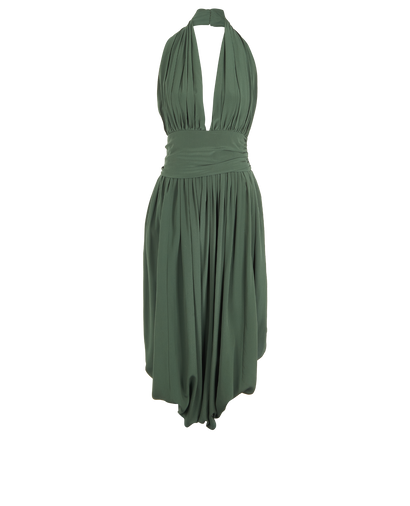 Chloe Drapped Halterneck Jumpsuit, &pound;210, Clothing, Green, Silk, Front view