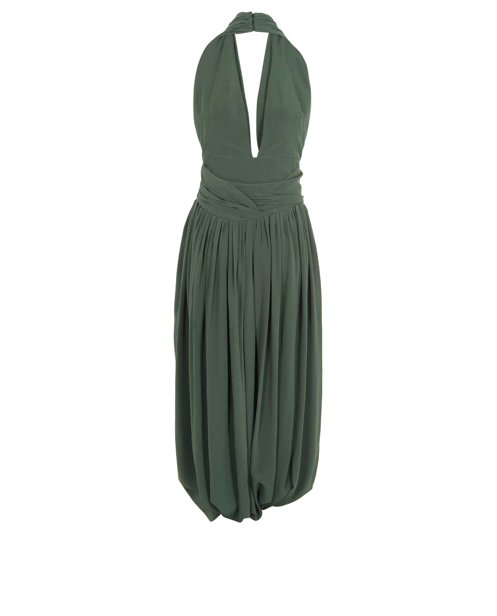 Chloe Drapped Halterneck Jumpsuit, &pound;210, Clothing, Green, Silk, Back view