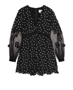 Self-Portrait Daisy Dot Floral Lace Romper, Poly, Blk, UK8, 3*