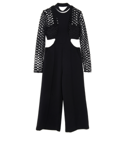 Self-Portrait Cut Out Jumpsuit, Polyester, Black, UK10, 3*