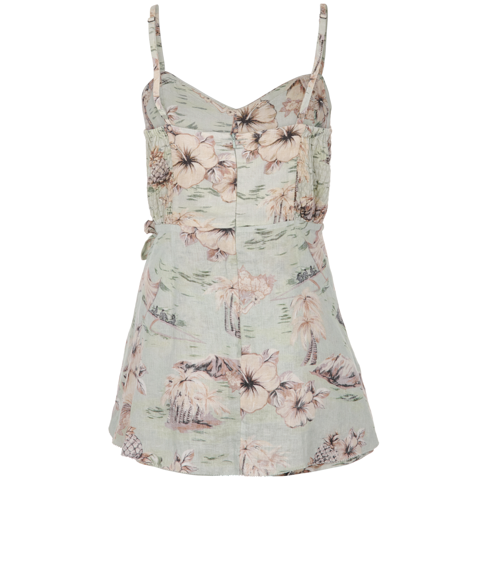 Zimmermann Floral Playsuit, &pound;130, Clothing, Cream/Green, Linen, Back view