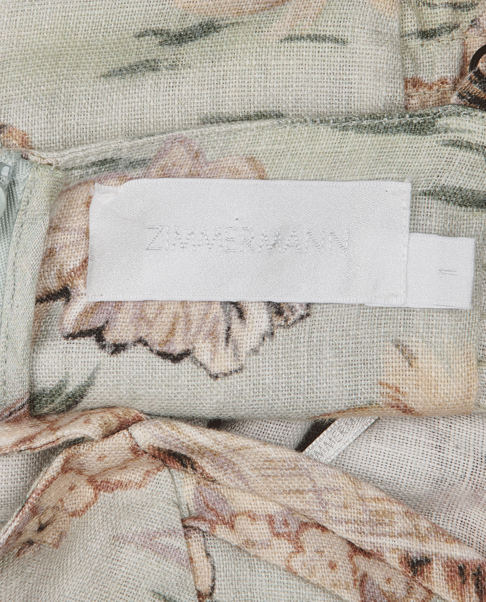 Zimmermann Floral Playsuit, &pound;130, Clothing, Cream/Green, Linen, Other view