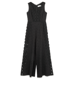 Zimmermann Broderie Anglaise Jumpsuit, Linen, Black, UK10, 2*