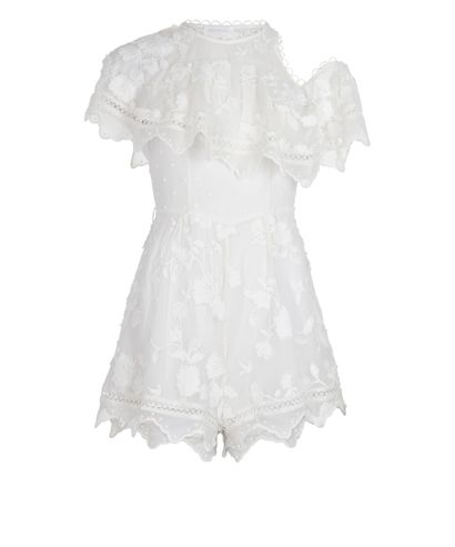 Zimmerman One Shoulder Ruffle Playsuit, front view