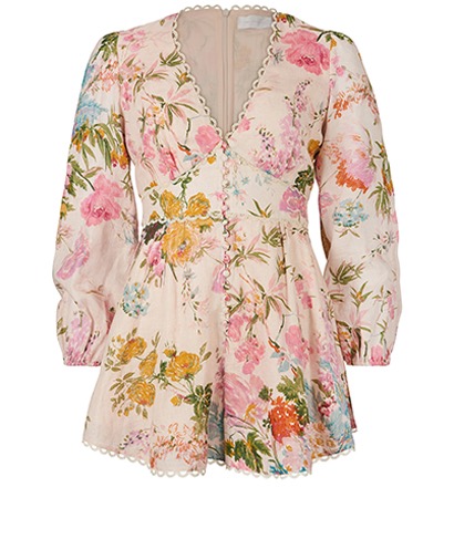 Zimmermann Feather Linen Playsuit, front view