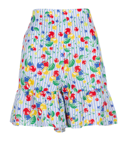 Gucci Cherries & Stripe Print Shorts, Cotton, Blue, UK 10, 2*