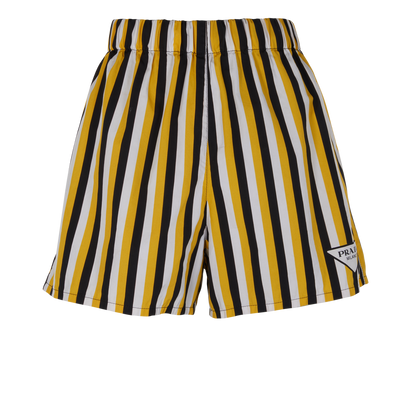 Prada Stripes Shorts, &pound;220, Clothing, Black/White/Yellow, Cotton, Front view