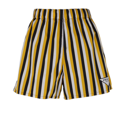 Prada Stripes Shorts, Cotton, White/Black/Yellow, UK6, 2*