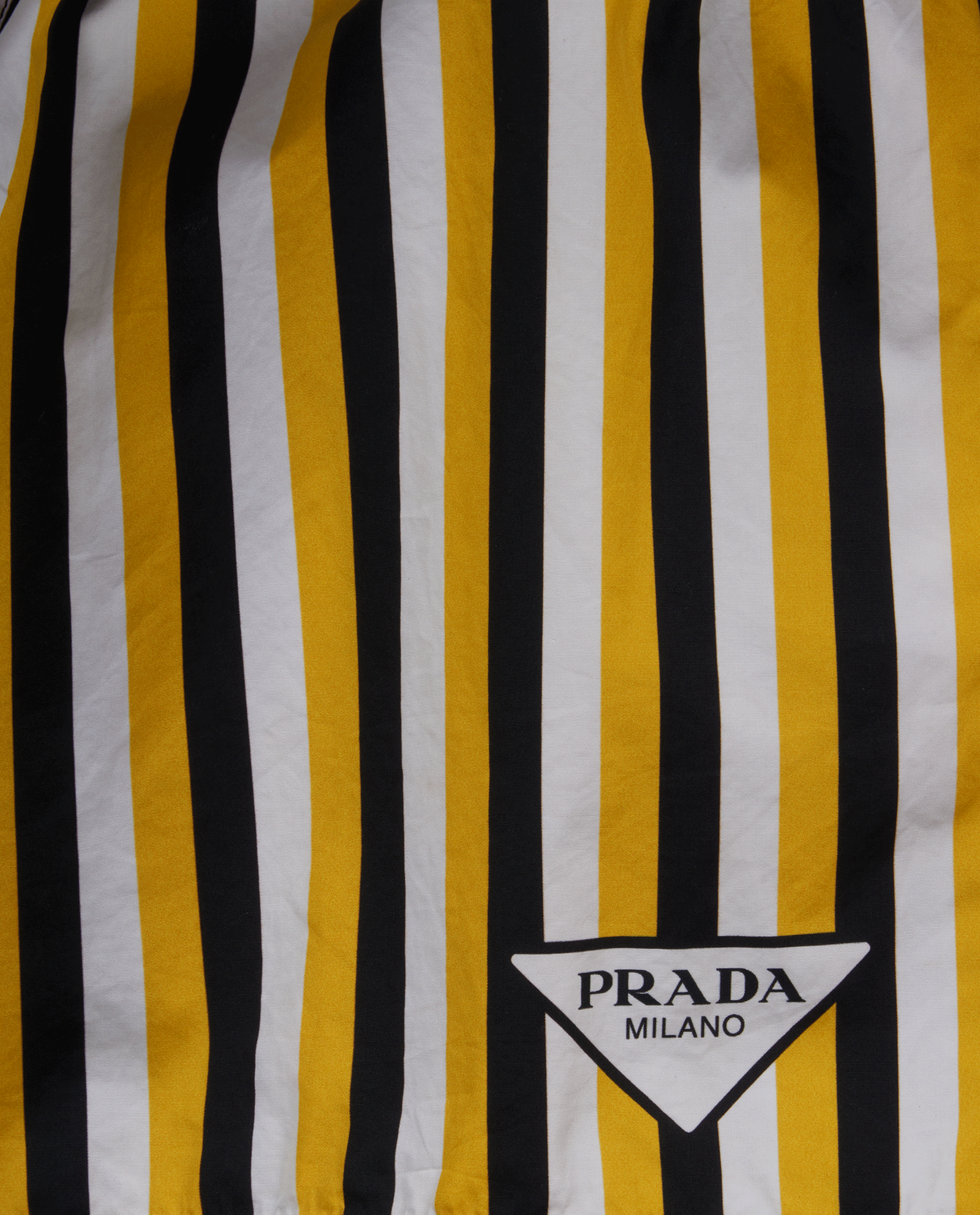 Prada Stripes Shorts, &pound;220, Clothing, Black/White/Yellow, Cotton, Other view