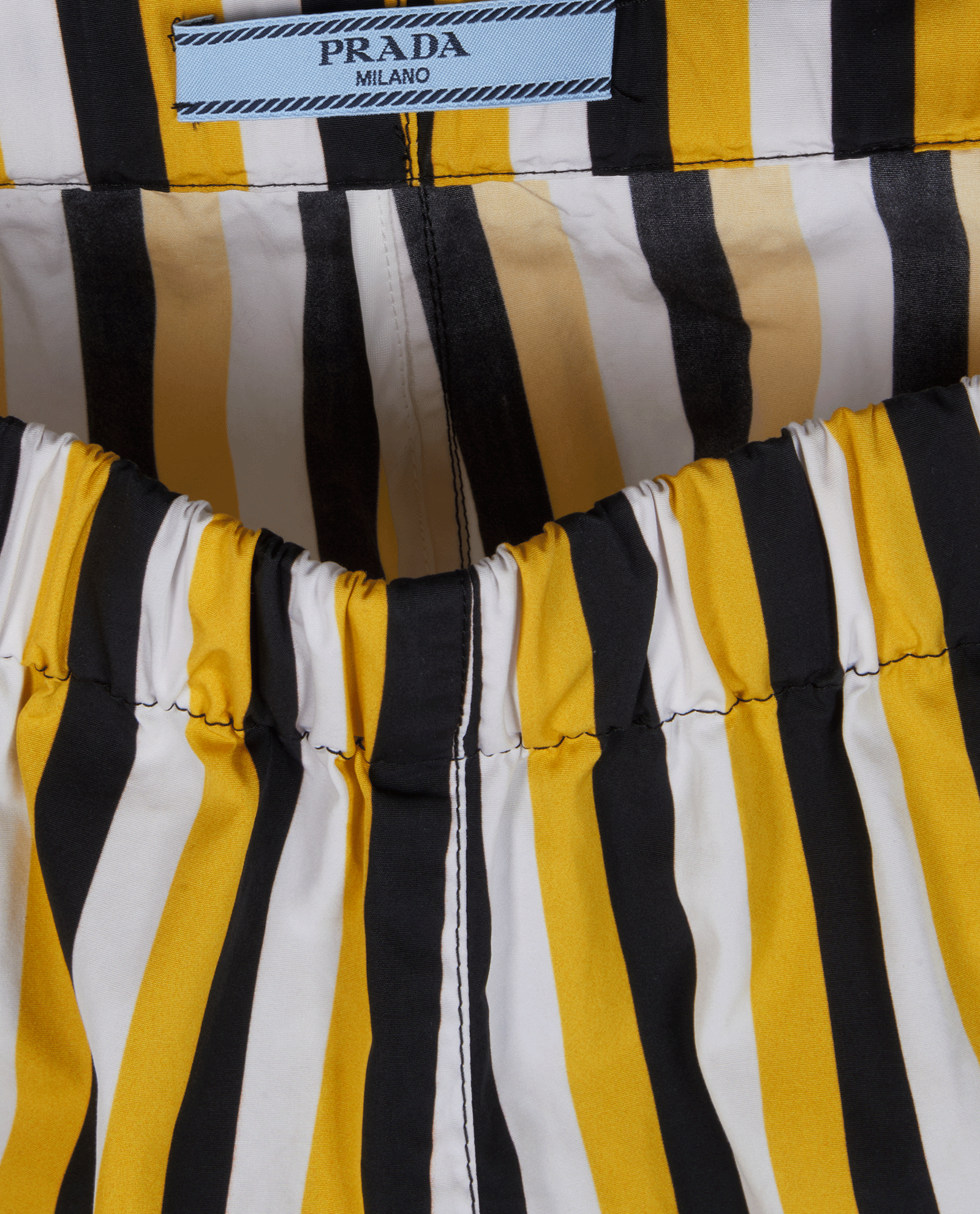Prada Stripes Shorts, &pound;220, Clothing, Black/White/Yellow, Cotton, Other view