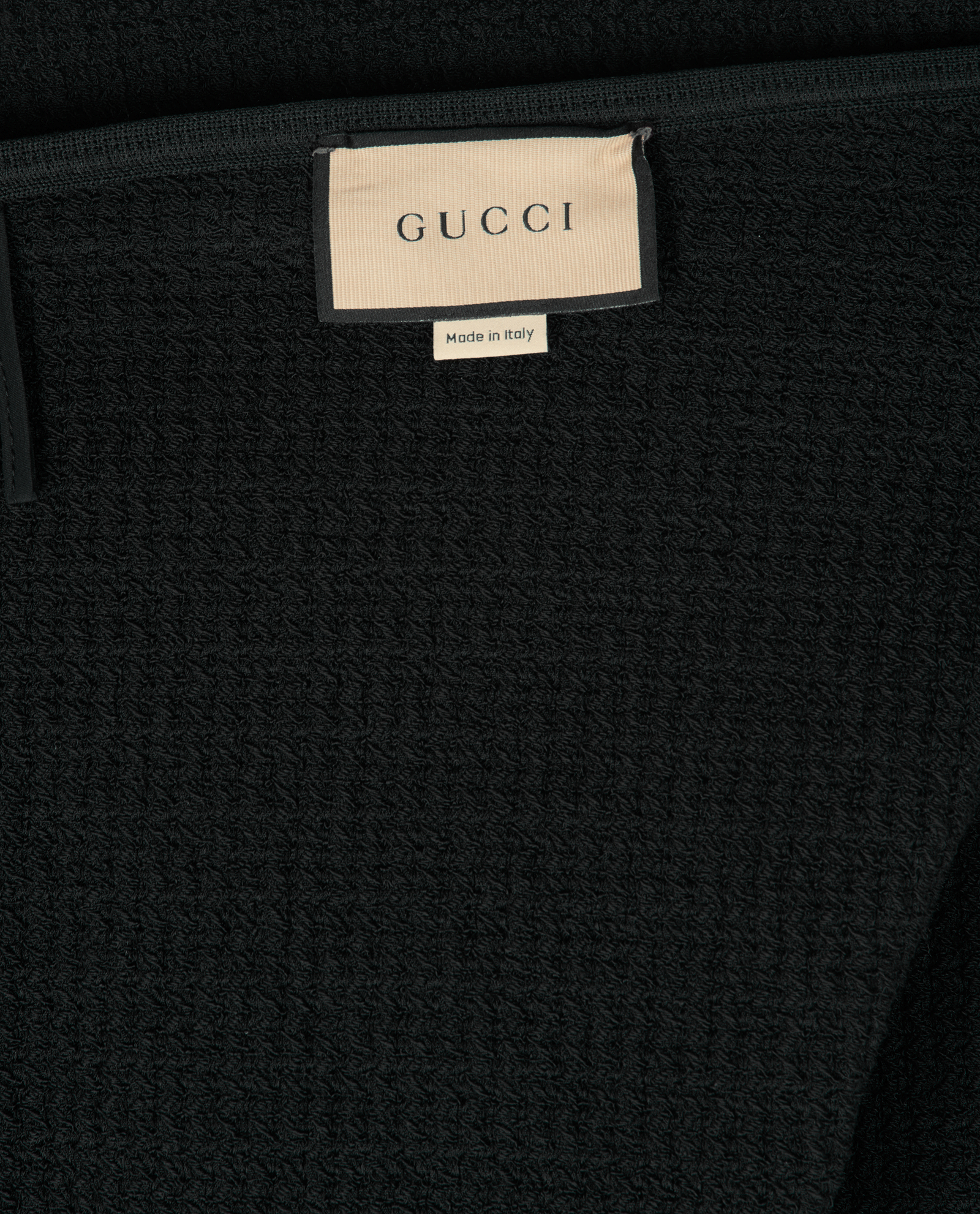 Gucci Logo Tag Waffle Shorts, &pound;90, Clothing, Black, Viscose/Wool, Other view