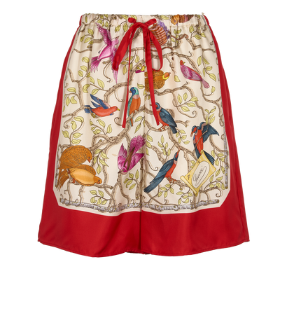 Gucci Flower Print Shorts, &pound;110, Clothing, Beige/Red, Silk, Front view