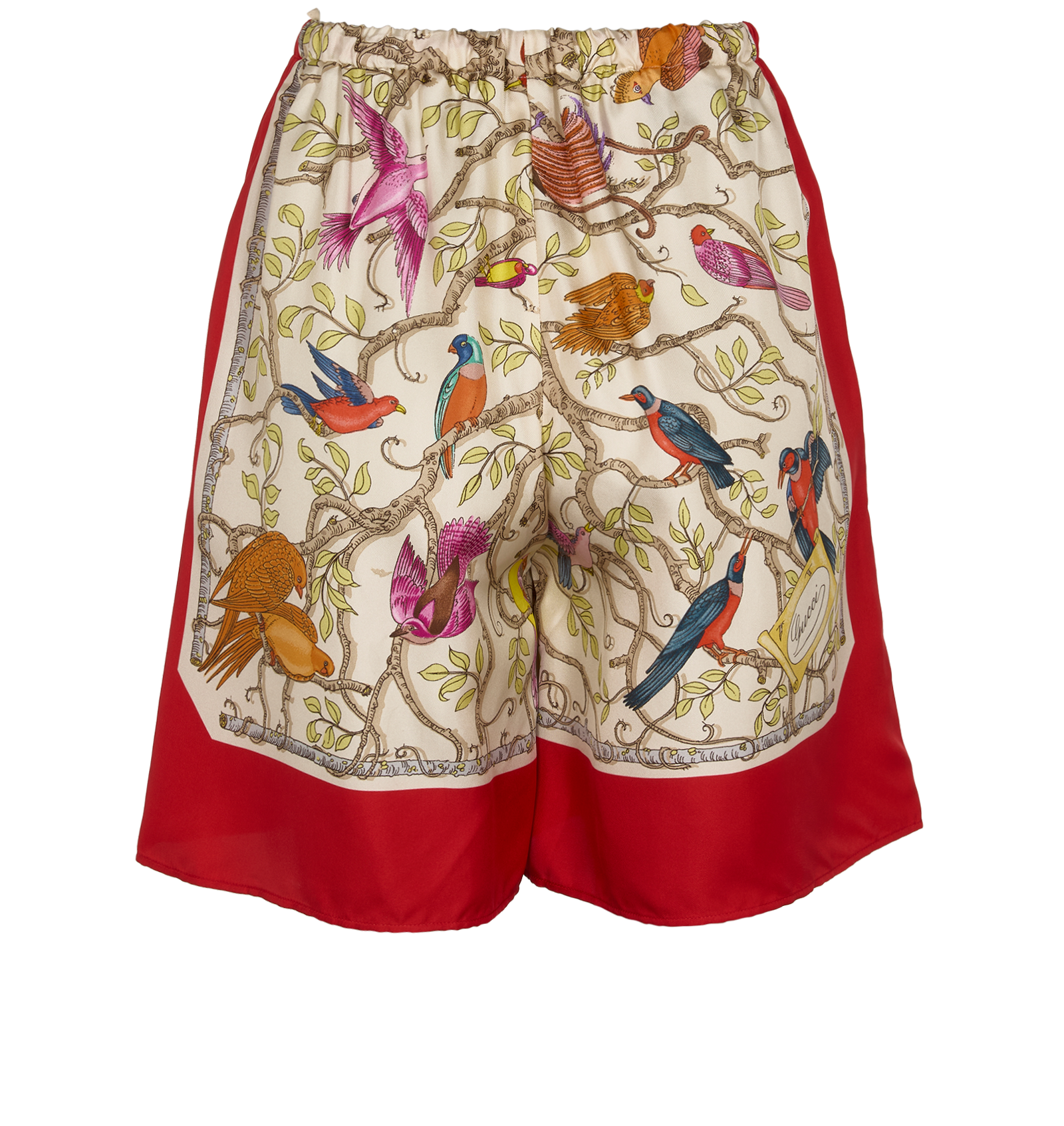 Gucci Flower Print Shorts, &pound;110, Clothing, Beige/Red, Silk, Back view
