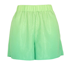 Self-Portrait Rhinestones Hotfix Shorts, Poly, Green, UK4, 3*