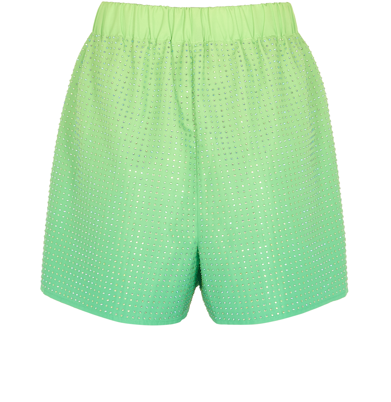 Self-Portrait Rhinestones Hotfix Shorts, &pound;80, Clothing, Green, Polyester, Back view