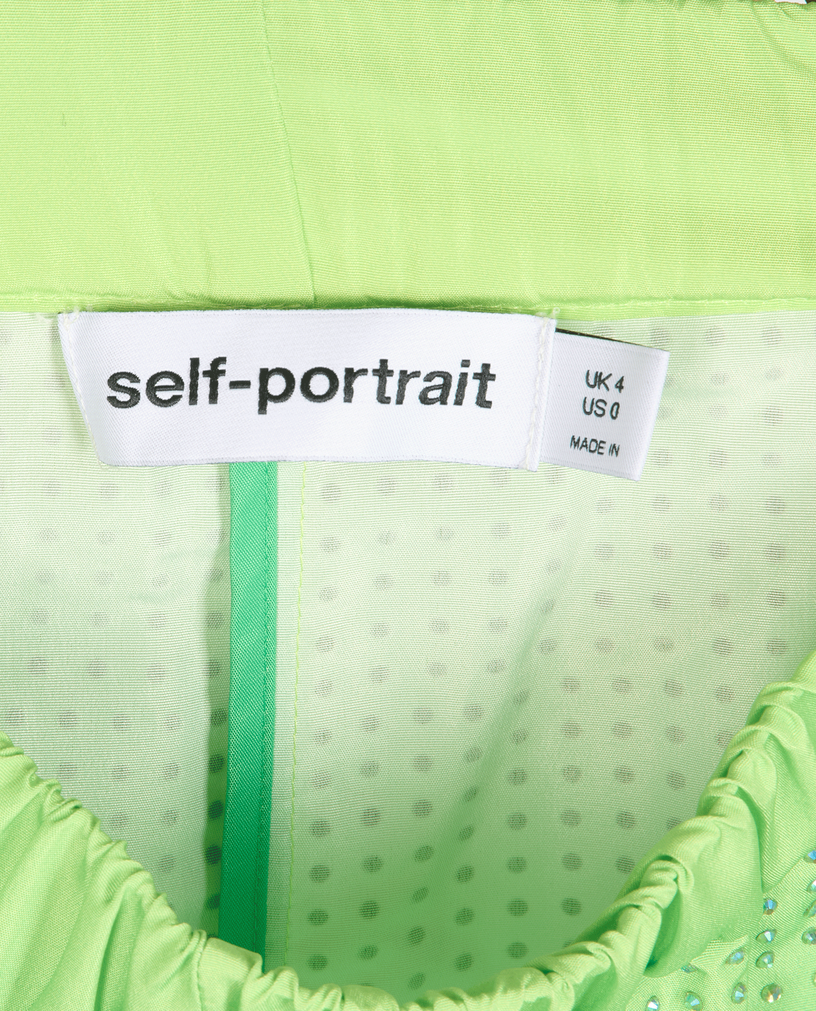 Self-Portrait Rhinestones Hotfix Shorts, &pound;80, Clothing, Green, Polyester, Other view