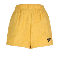 Prada Logo-Plaque Shorts, Cotton, Yellow, UK8, 2*