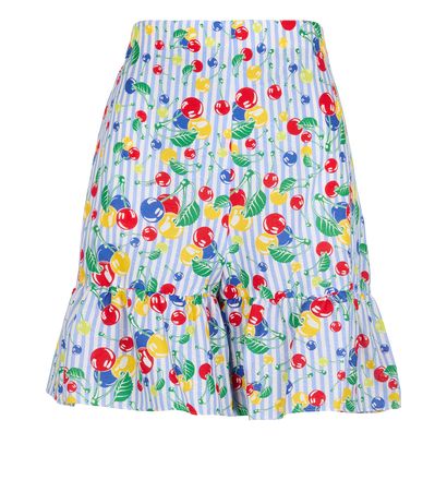 Gucci Cherries & Stripe Print Shorts, £280, Clothing, Blue, Cotton, Front view