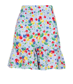 Gucci Cherries & Stripe Print Shorts, Cotton, Blue, UK 10, 3*