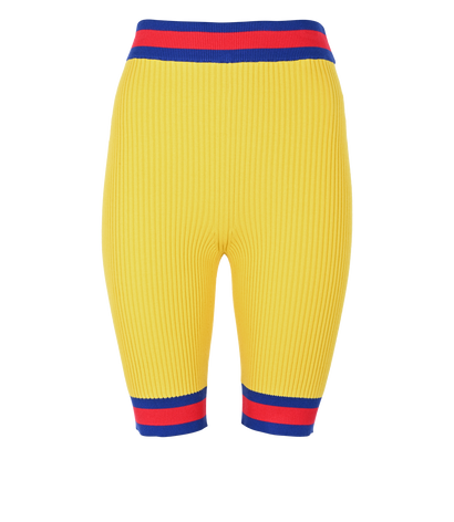 Gucci Web Ribbed High Waisted Shorts, £150, Clothing, Yellow, Viscose, Front view