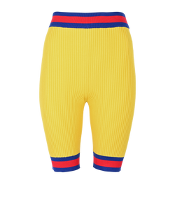 Gucci Web Ribbed High Waisted Shorts, Viscose, Yellow, Sz L, 3*