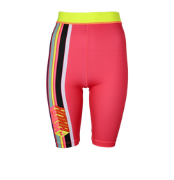 Fendi Logo & Stripe Print Shorts, Poly/Elastane, Pink, UK 6, 3*