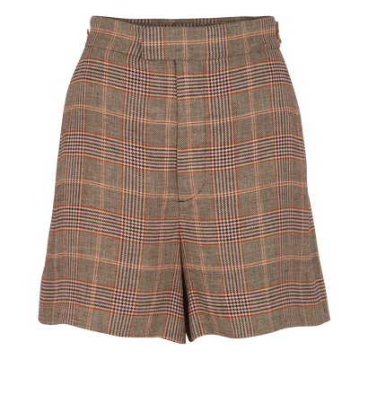Gucci Check Shorts, £220, Clothing, Beige/Brown, Linen, Front view