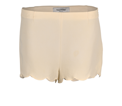 Valentino Scalloped Hem Short, &pound;150, Clothing, Cream, Silk, Front view