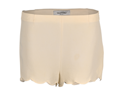 Valentino Scalloped Hem Short, Silk, Cream, UK12, 2*