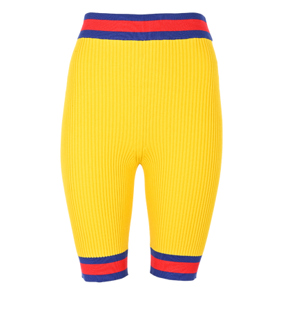 Gucci Web Ribbed High Waisted Shorts, &pound;120, Clothing, Yellow, Viscose, Front view