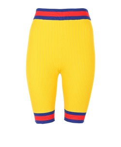 Gucci Web Ribbed High Waisted Shorts, Viscose, Yellow, Sz M, 3*