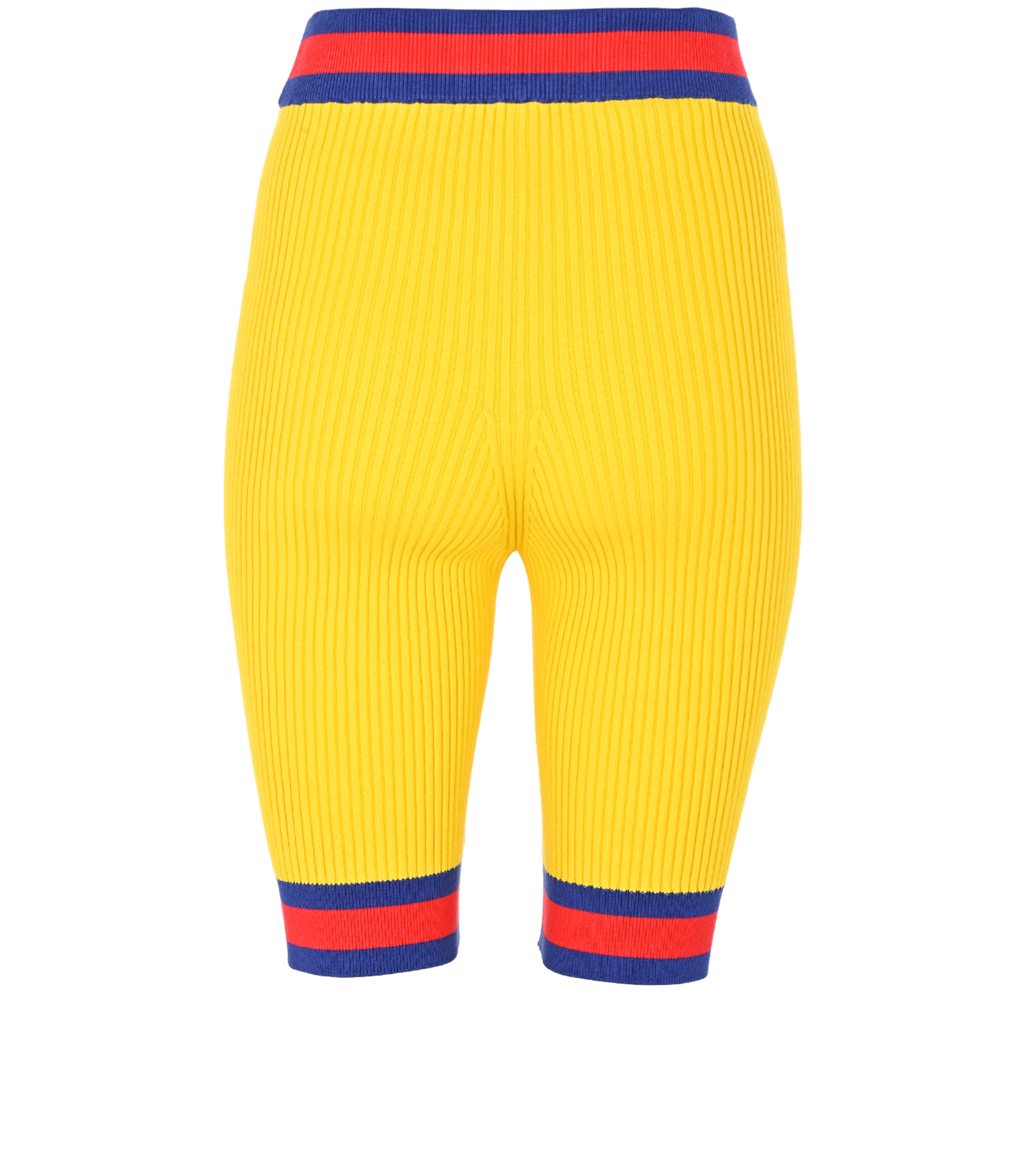 Gucci Web Ribbed High Waisted Shorts, &pound;120, Clothing, Yellow, Viscose, Back view