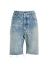 Saint Laurent Flower Print Denim Short, &pound;195, Clothing, Blue, Cotton, Front view
