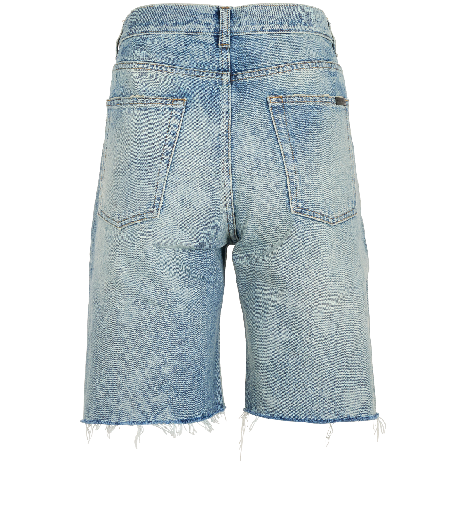 Saint Laurent Flower Print Denim Short, &pound;195, Clothing, Blue, Cotton, Back view