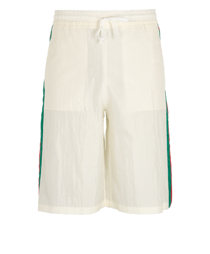 Gucci Web Shell Shorts, &pound;210, Clothing, White, Polyester (Polymer), Front view