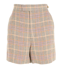 Gucci Prince Of Wales Shorts, Linen, Beige/Brown, UK8, 3*