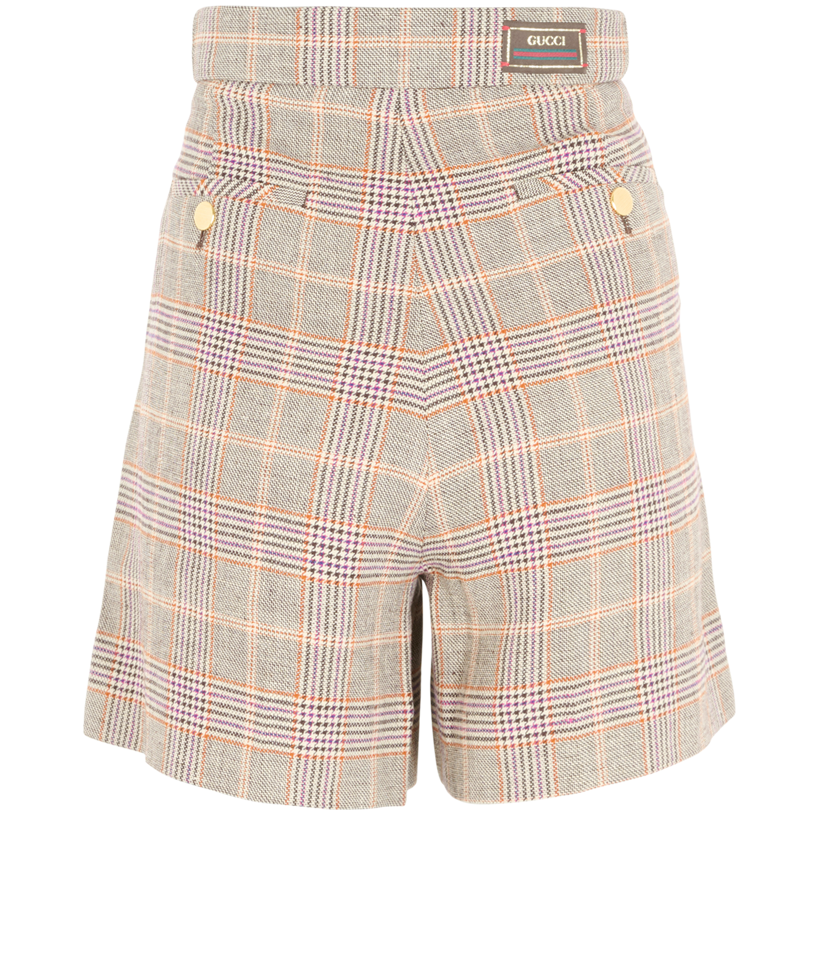 Gucci Prince Of Wales Shorts, &pound;195, Clothing, Beige/Brown, Linen, Back view