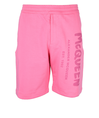 Alexander McQueen Logo Shorts, £250, Clothing, Pink, Cotton, Front view