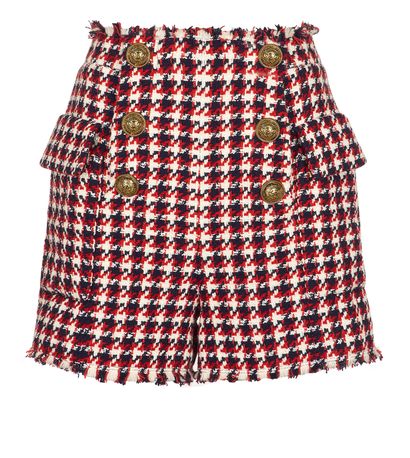 Balmain Houndstooth Tweed Shorts, front view