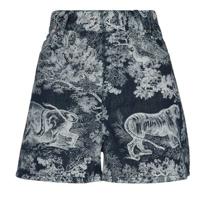 Christian Dior Toile De Jouy Denim Shorts, front view