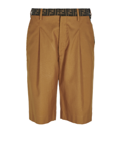 Fendi Logo Shorts, Mens, Cotton, Brown, Sz XS, 3*