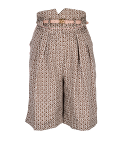 Fendi FF Belted Bermuda Shorts, Silk, Brown/Pink, UK6, 3*