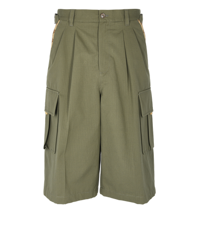 Gucci GG Bermuda Cargo Shorts, &pound;395, Clothing, Green, Cotton, Front view